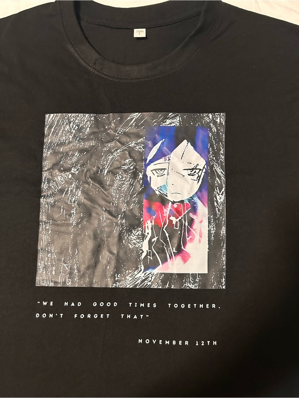 Black Anime Graphic Art Print Tee - Unbranded